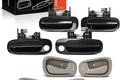 Manijas de puerta interiores y exteriores compatibles con Toyota Corolla y Chevy Prizm 1998-2002, paquete de 8, lado delantero y trasero del conductor y del pasajero, negro liso y gris